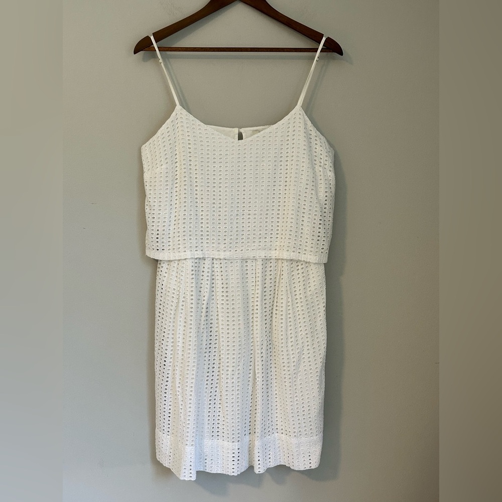 Madewell White Eyelet Spaghetti-Strap Mini Dress